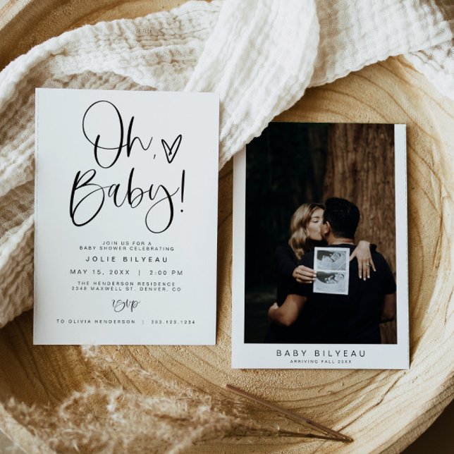 JOLIE Modern Minimal Heart Boho Baby Shower Inbjudningar (Skapare uppladdad)