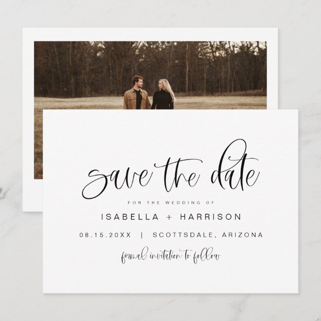 JOLIE Modern Minimalist Boho Photo Save Date Inbjudningar (Fram/baksida)