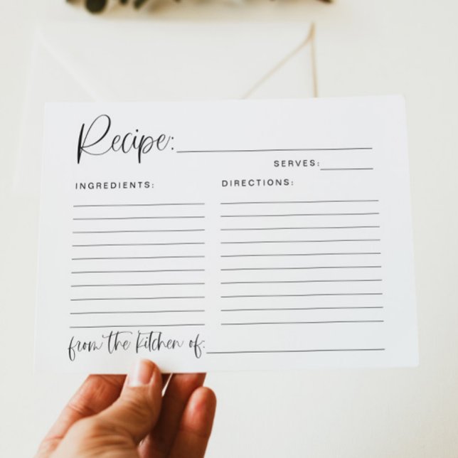 JOLIE Modern Minimalist Möhippa Recept Card Tilläggskort (Skapare uppladdad)