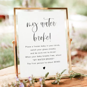 JOLIE Modern My Vatten Fattig Baby Shower Game Sig Poster