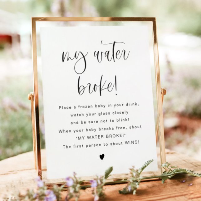 JOLIE Modern My Vatten Fattig Baby Shower Game Sig Poster (Skapare uppladdad)