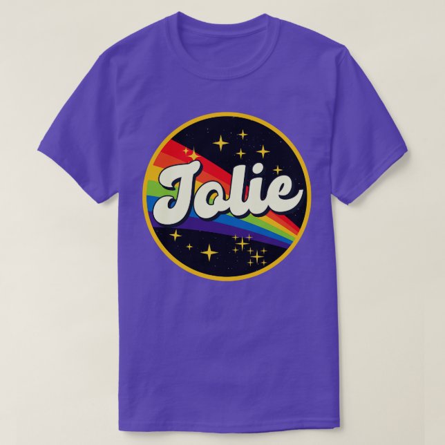 Jolie Rainbow i Space Vintage Stil T Shirt (Design framsida)