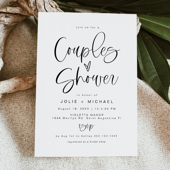 JOLIE Roligt Typography Minimalist Boho Couple Sho Inbjudningar (Skapare uppladdad)