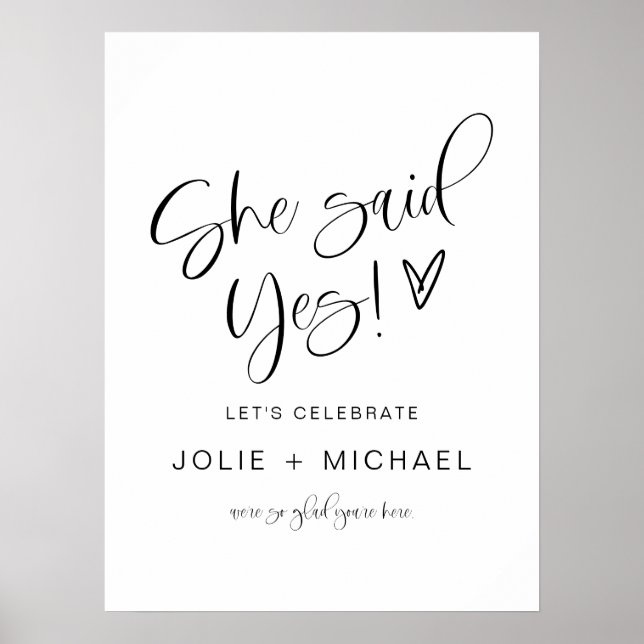 JOLIE She Said Yes Engagement Party Welcome Poster (Framsidan)