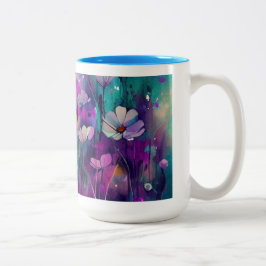 Jolie tasse de boisson avec fleures bleu Två-Tonad mugg