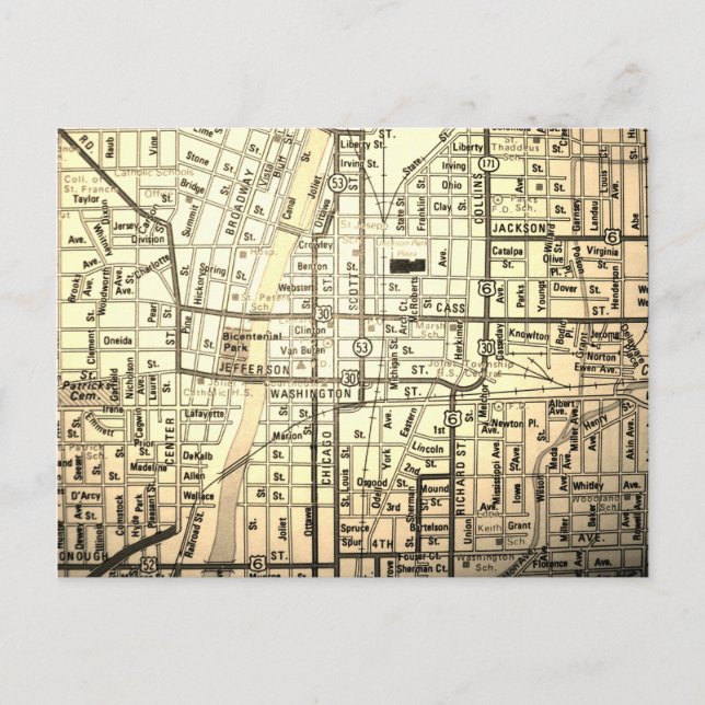 Joliet, IL Vintage Karta Vykort (Framsida)