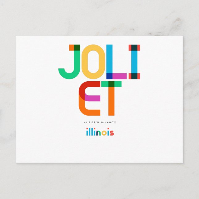 Joliet Illinois Mid Century, Pop Art Vykort (Framsida)