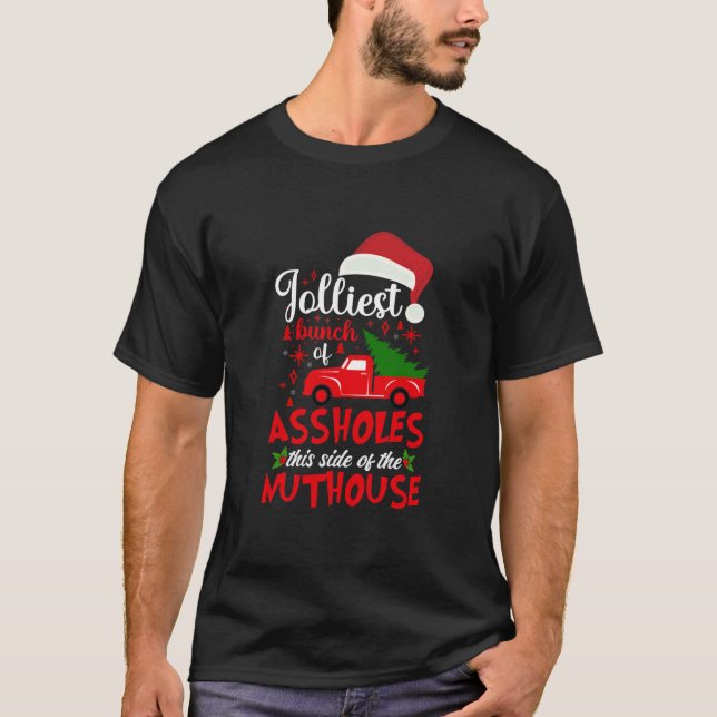 Jolliest Bunch A Hål Den här sidan Nuthouse Julaft T Shirt (Framsida)