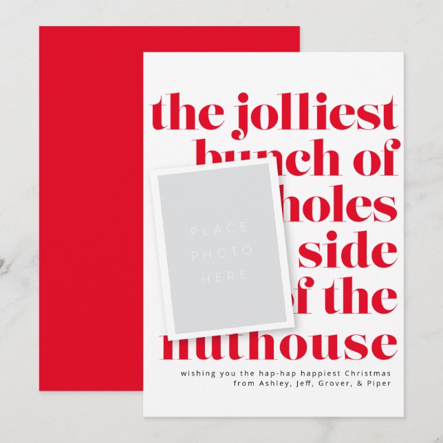 Jolliest Bunch Helgdag Tradition Porträtt Front Inbjudningar (Fram/baksida)