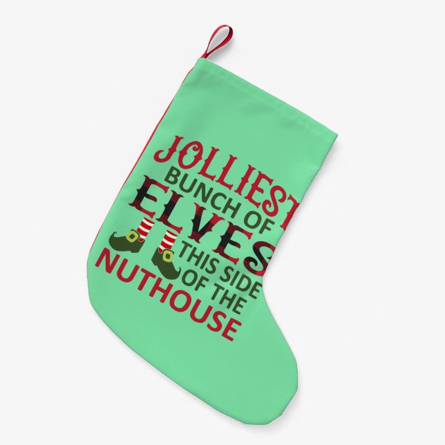Jolliest Elves Den här sidan av nuthouse Liten Julstrumpa (Framsidan (Hängande))
