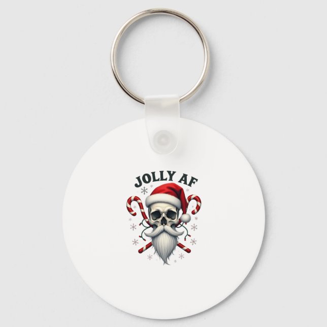 Jolly Af Christmas Skull Santa Hat Happy Xmas Holi Nyckelring (Framsida)