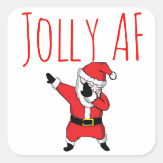 Jolly AF Dabbing Jultomten God jul Julafton Fyrkantigt Klistermärke
