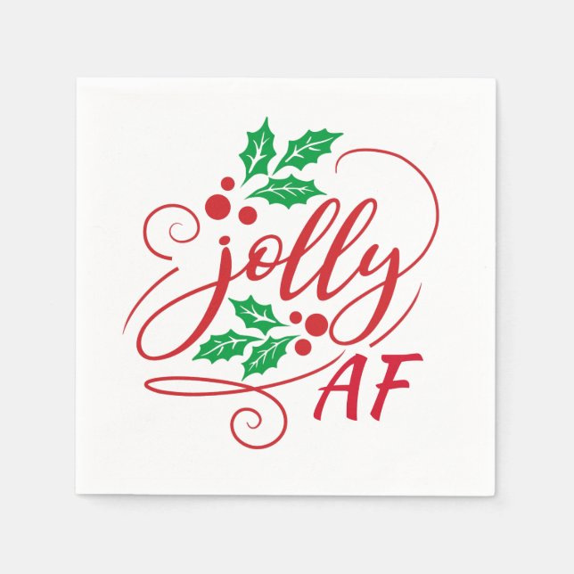 Jolly AF jul Holly Party Drinking Humor Pappersservett (Framsidan)