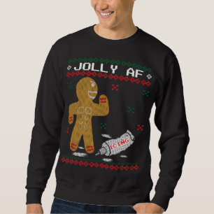 Jolly AF Pepparkaksgubbe Body Builder Ugly Christm Lång Ärmad Tröja
