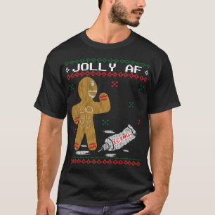 Jolly AF Pepparkaksgubbe Body Builder Ugly Christm T Shirt