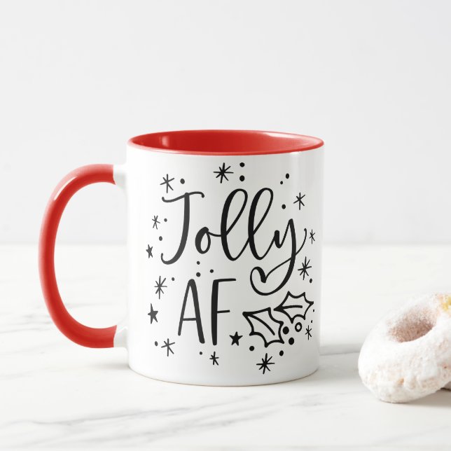 Jolly AF | Roligt Juldrickande Humor Mugg (Med munk)