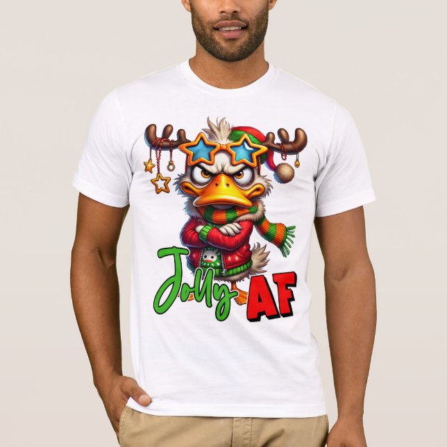 Jolly AF - Sarkastic Grumpy Anka jul T Shirt (Framsida)