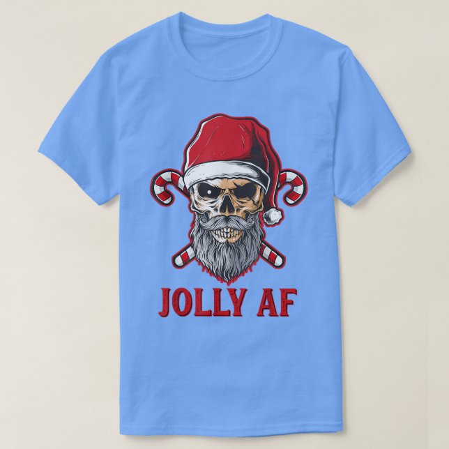 Jolly AF Skeleton Santa Hat Candy Crew Merry Chris T Shirt (Design framsida)