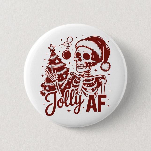 Jolly Af Skeleton Snarky Christmas Sarcastic Funny Knapp (Framsida)