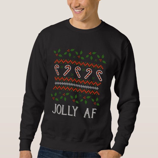 Jolly AF Ugly CHRISTMAS Apparel for men and women  Lång Ärmad Tröja (Framsida)