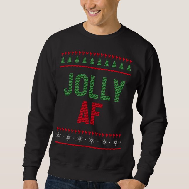 Jolly AF Ugly christmas Lång Ärmad Tröja (Framsida)