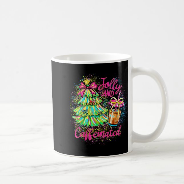 Jolly And Caffeinated Christmas Tree Coquette Bow  Kaffemugg (Höger)