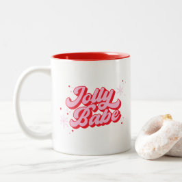 Jolly Babe Trendig Rosa julfont Två-Tonad Mugg
