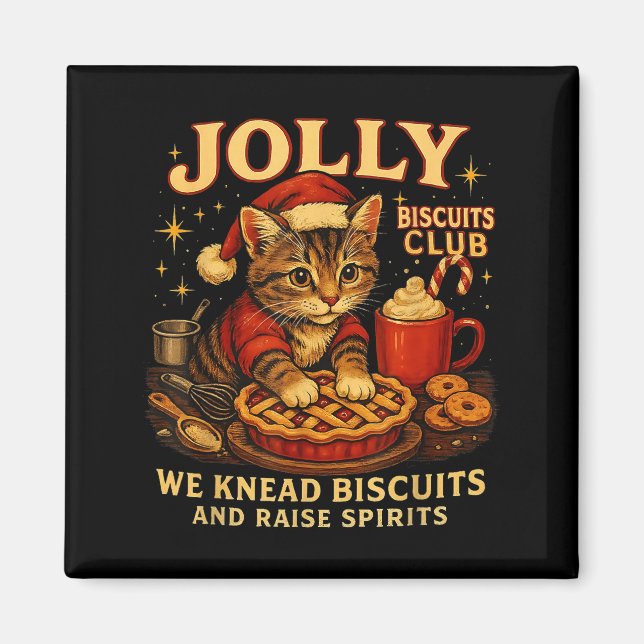 Jolly Biscuits Club We Knead Cat Xmas  Magnet (Framsidan)