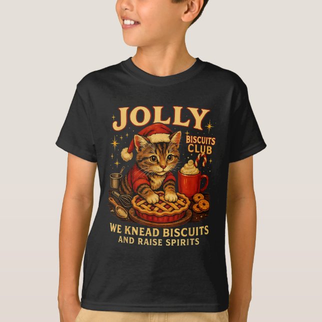Jolly Biscuits Club We Knead Cat Xmas  T Shirt (Framsida)