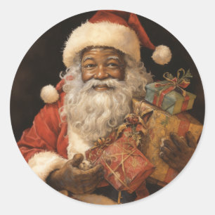 Jolly Black Santa: Festive jul Greetings Runt Klistermärke