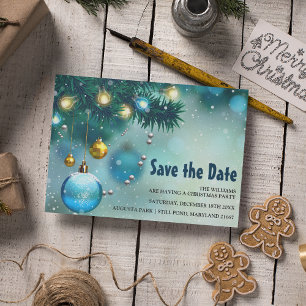 Jolly Blue & Guld jul Spara datum Inbjudan Vykort