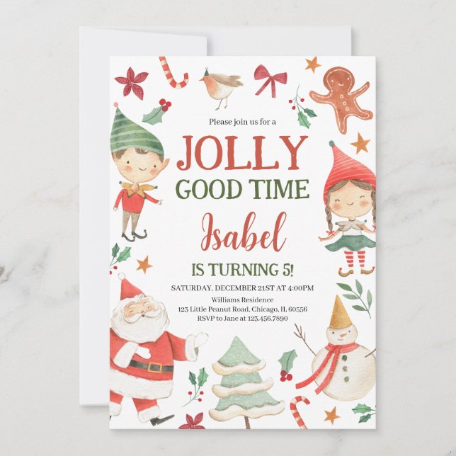 Jolly Bra Time Elves Birthday Inbjudningar (Framsida)