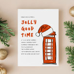 Jolly Bra Time London Red Telefon Box Santa Hat Julkort<br><div class="desc">Inbjudan gäster är på god bra under julsäsongen. Kortsalternativ för visemisk julfest med en illustration av London Telefonbox med en jultomt. Originalkonst och design av Annie Montgomery Design.</div>