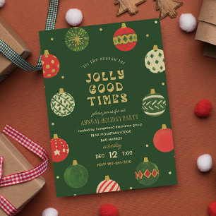 Jolly Bra Times l Guld & Red Ornaments Helgdag Inbjudningar