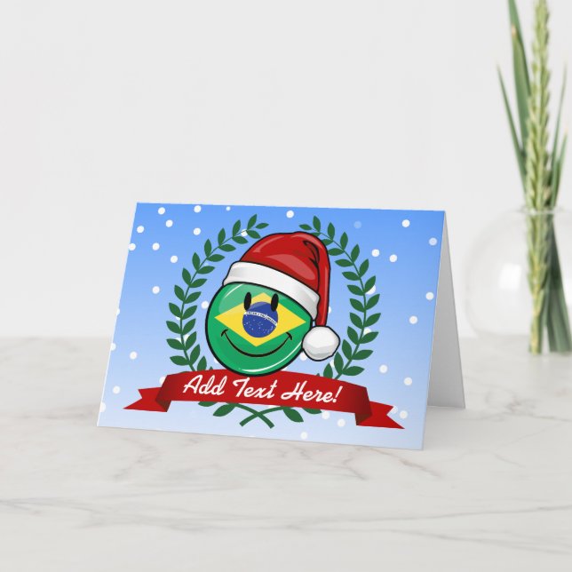 Jolly Brasiliansk Flagga jul Stil Helgkort (Framsida)