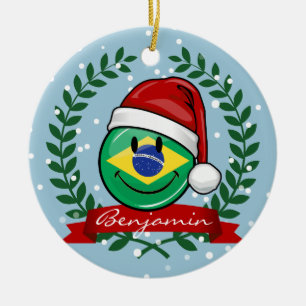 Jolly brasiliansk flaggajulstil julgransprydnad keramik