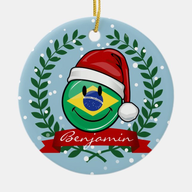Jolly brasiliansk flaggajulstil julgransprydnad keramik (Framsidan)