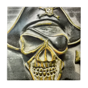Jolly bröstkorg för Roger piratskatt Kakelplatta