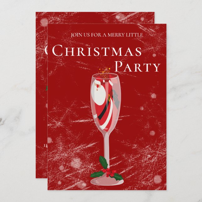 Jolly Christmas Cheers with Santa champagne Inbjudningar (Fram/baksida)