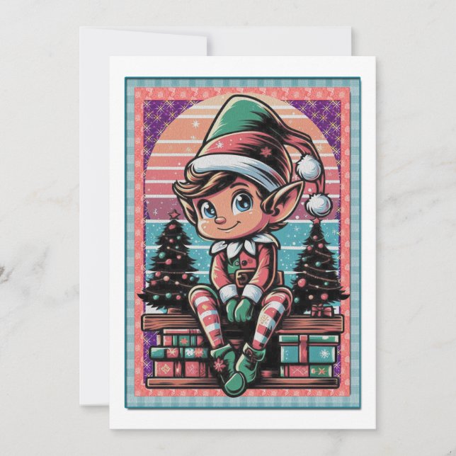 Jolly Christmas Elf - Traditional Holiday Card Julkort (Framsida)