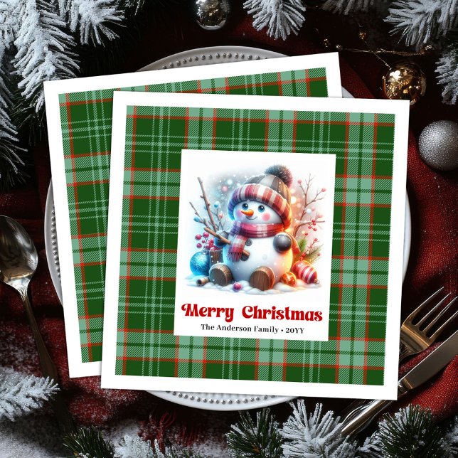 Jolly Christmas snowman watercolor kids napkins  Pappersservett (Jolly Christmas snowman watercolor kids napkins )