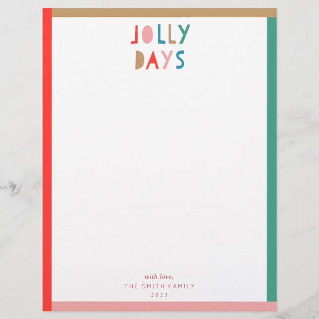 Jolly Days Helgdag Stationery Brevhuvud (Framsida)