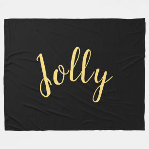 JOLLY Elegant Modern Script Text Black Background Fleecefilt