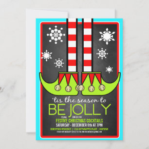 Jolly Elf-inbjudan till julklapp-partiet Inbjudningar
