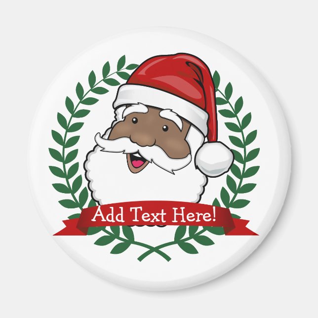 Jolly Ethnic Santa Anpassningsbar Text Magnet (Framsidan)