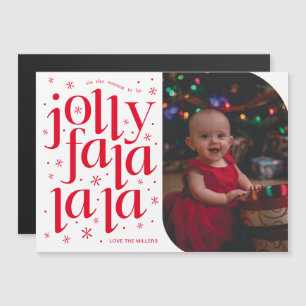 Jolly Fa La La Whimsical Photo Helgdag Card Magnetisk Inbjudningskort