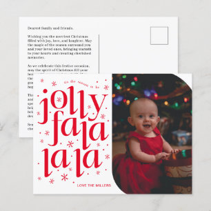 Jolly Fa La La Whimsical Photo Helgdag Postcard Helg Vykort