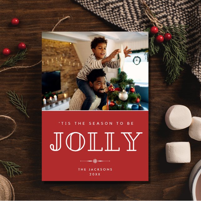 Jolly Family Photo jul Julkort (Jolly Family Photo Christmas Holiday Card)