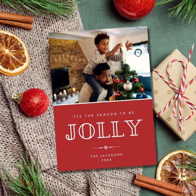 Jolly Family Photo jul Julkort (Jolly Family Photo Christmas Holiday Card)