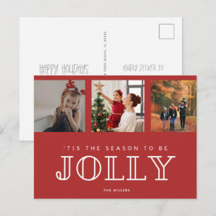 Jolly Family Tre Photo jul Red Helg Vykort
